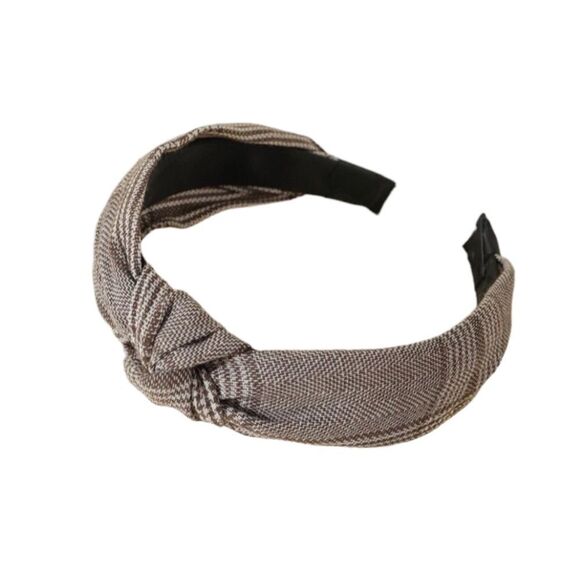 Prince of Wales Check Plaid Knotted Headband - Picture 1 of 3